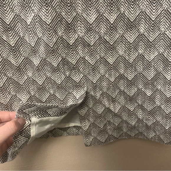 Tory Burch Xoona Skirt Tweed Herringbone Brown Cream Ivory Size 8 - Picture 9 of 11